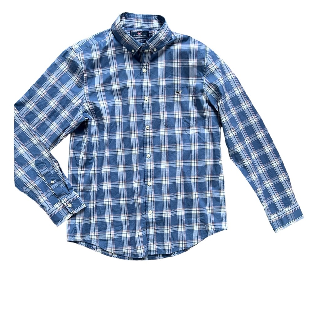 Vineyard Vines Slim Fit Tucker Shirt Long Sleeve Button Front Blue White size M